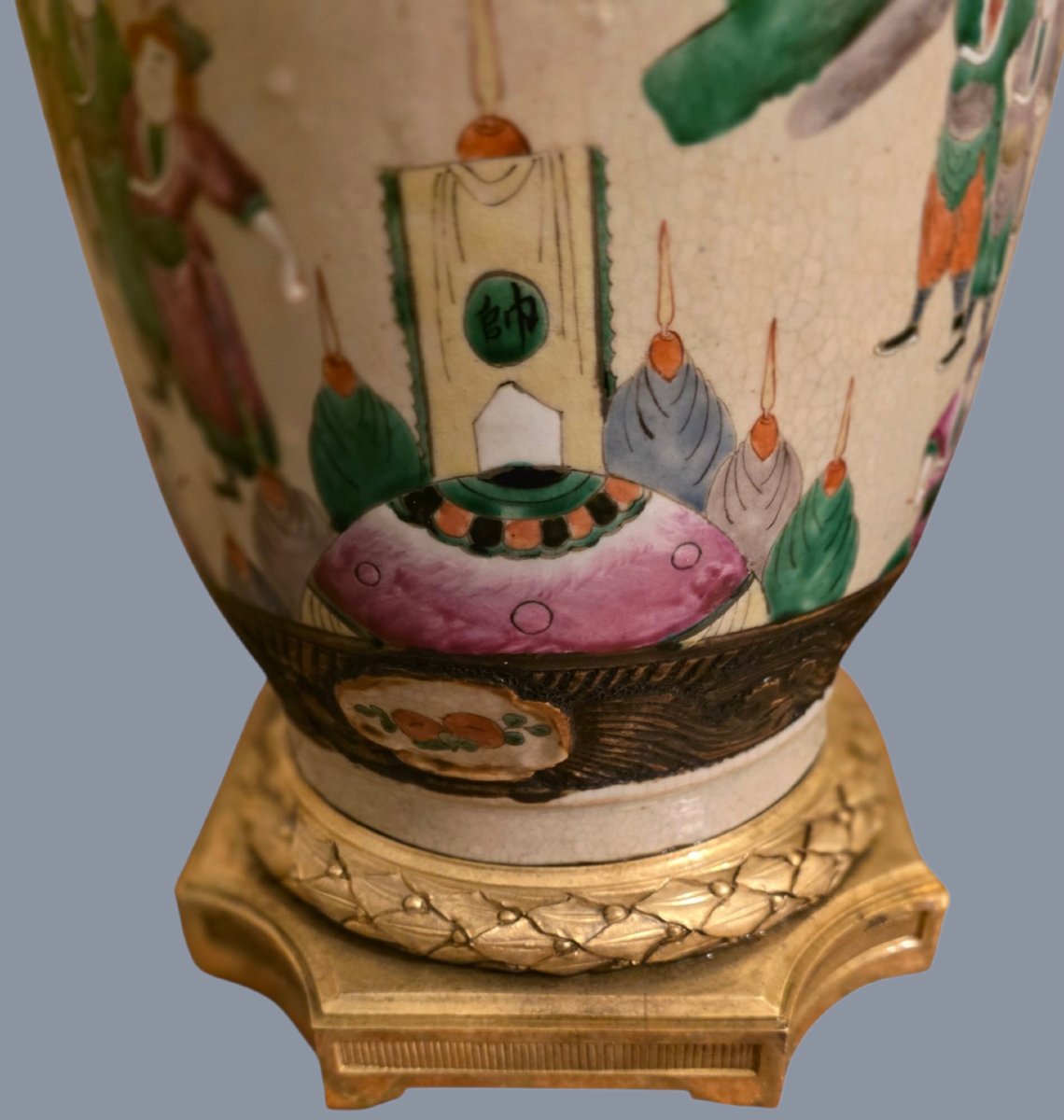  Stunning Antique Chinese Table Lamp, "famille Rose" Enamel Vase, 19th Century -photo-1