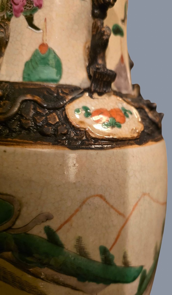  Stunning Antique Chinese Table Lamp, "famille Rose" Enamel Vase, 19th Century -photo-5