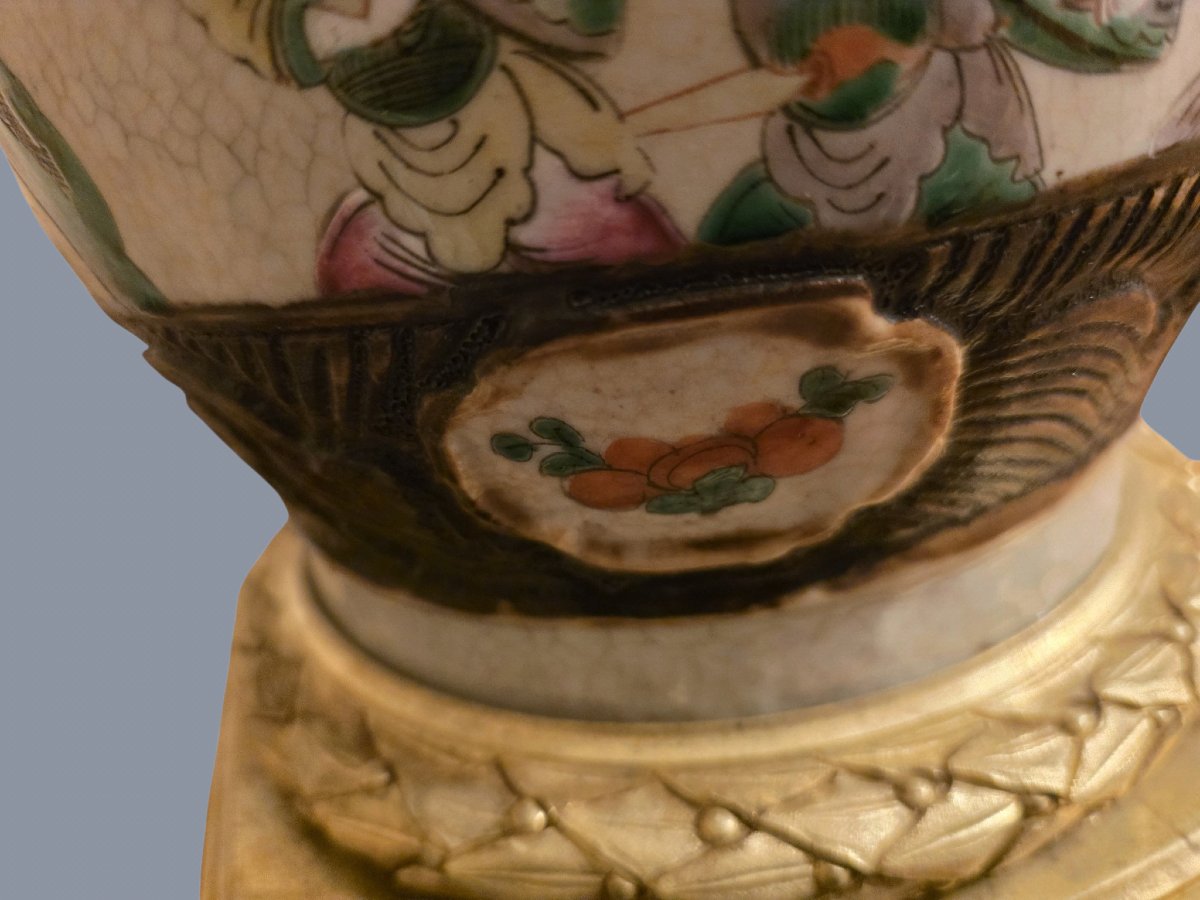  Stunning Antique Chinese Table Lamp, "famille Rose" Enamel Vase, 19th Century -photo-8