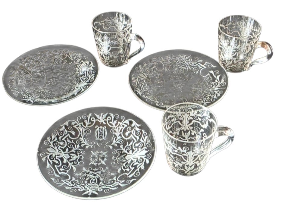  Rare service à café thé en cristal gravé de Vienne Maison J. & L. Lobmeyr Exceptionnel et très-photo-1