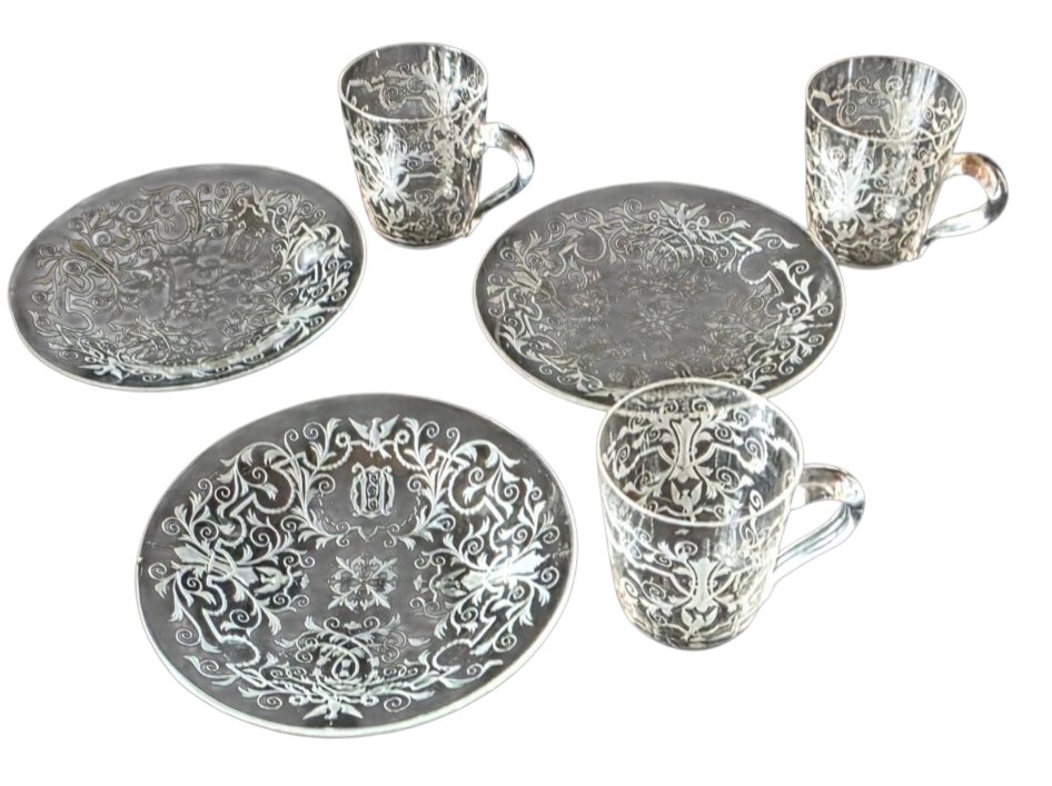  Rare service à café thé en cristal gravé de Vienne Maison J. & L. Lobmeyr Exceptionnel et très