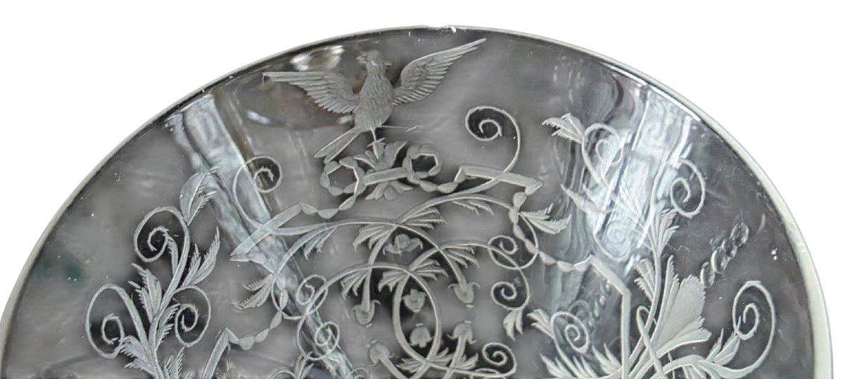  Set Of 4 Engraved Crystal Wine Glasses From J. & L. Lobmeyr, Vienna, 19th Century-photo-2
