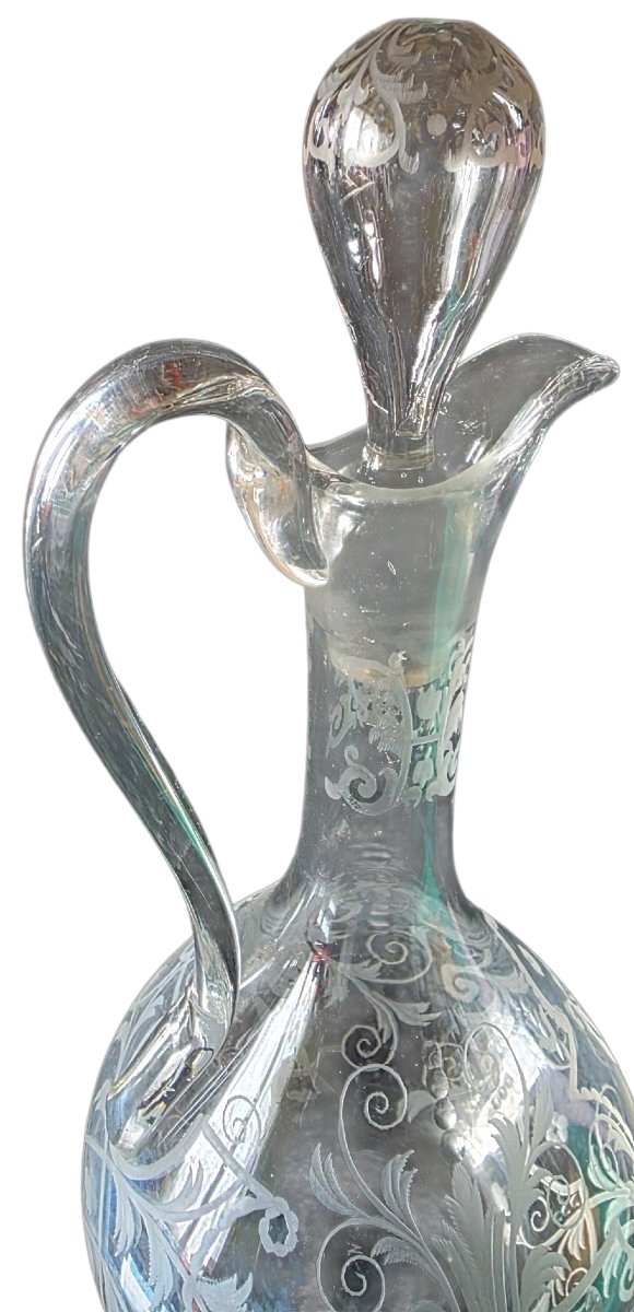  Crystal Ewer Engraved With A Bird And Foliage Motifs—j. & L. Lobmeyr, Vienna, 19th Century -photo-3