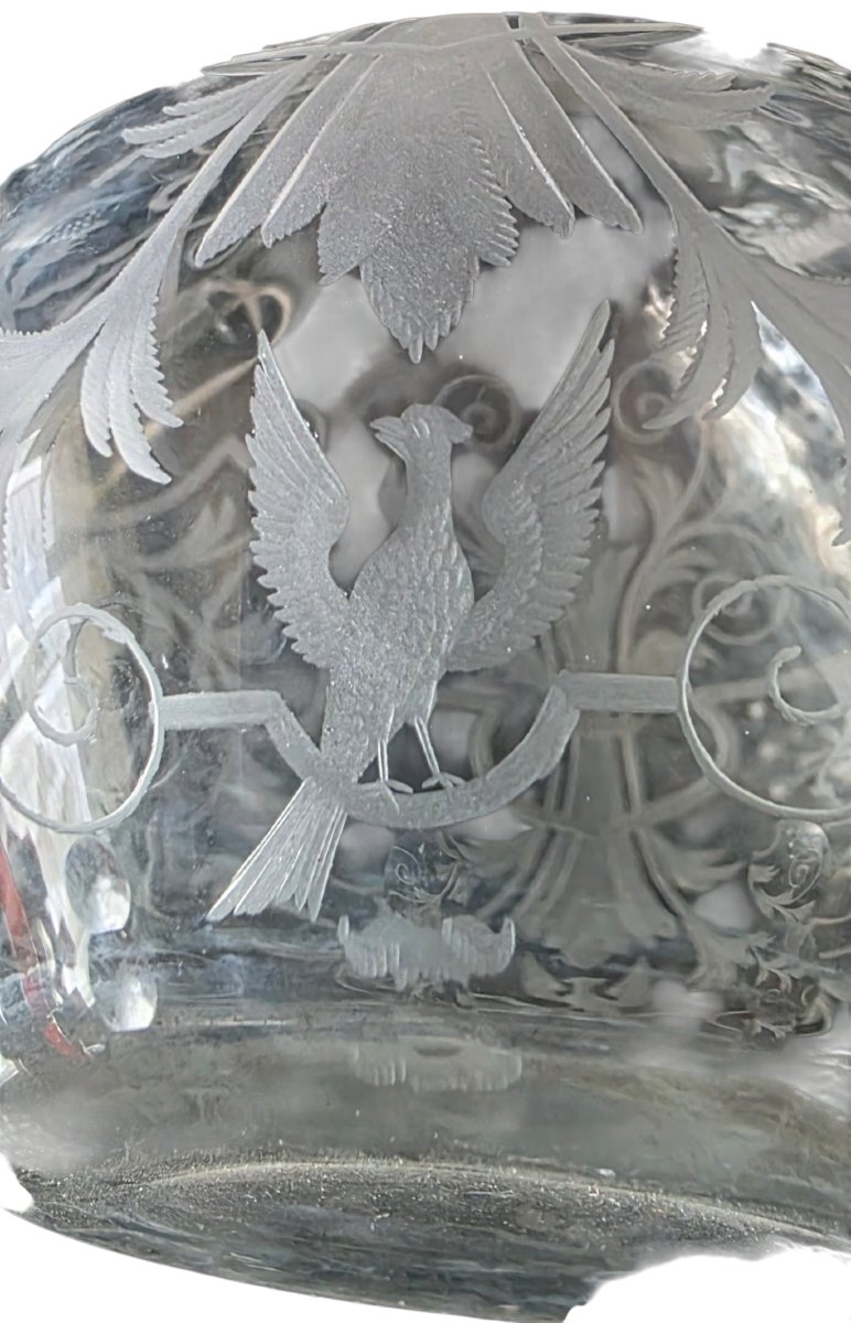  Crystal Ewer Engraved With A Bird And Foliage Motifs—j. & L. Lobmeyr, Vienna, 19th Century -photo-1