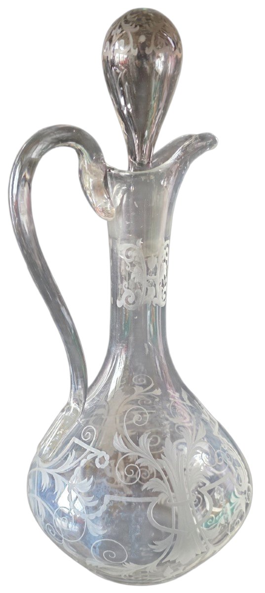 Crystal Ewer Engraved With A Bird And Foliage Motifs—j. & L. Lobmeyr, Vienna, 19th Century 