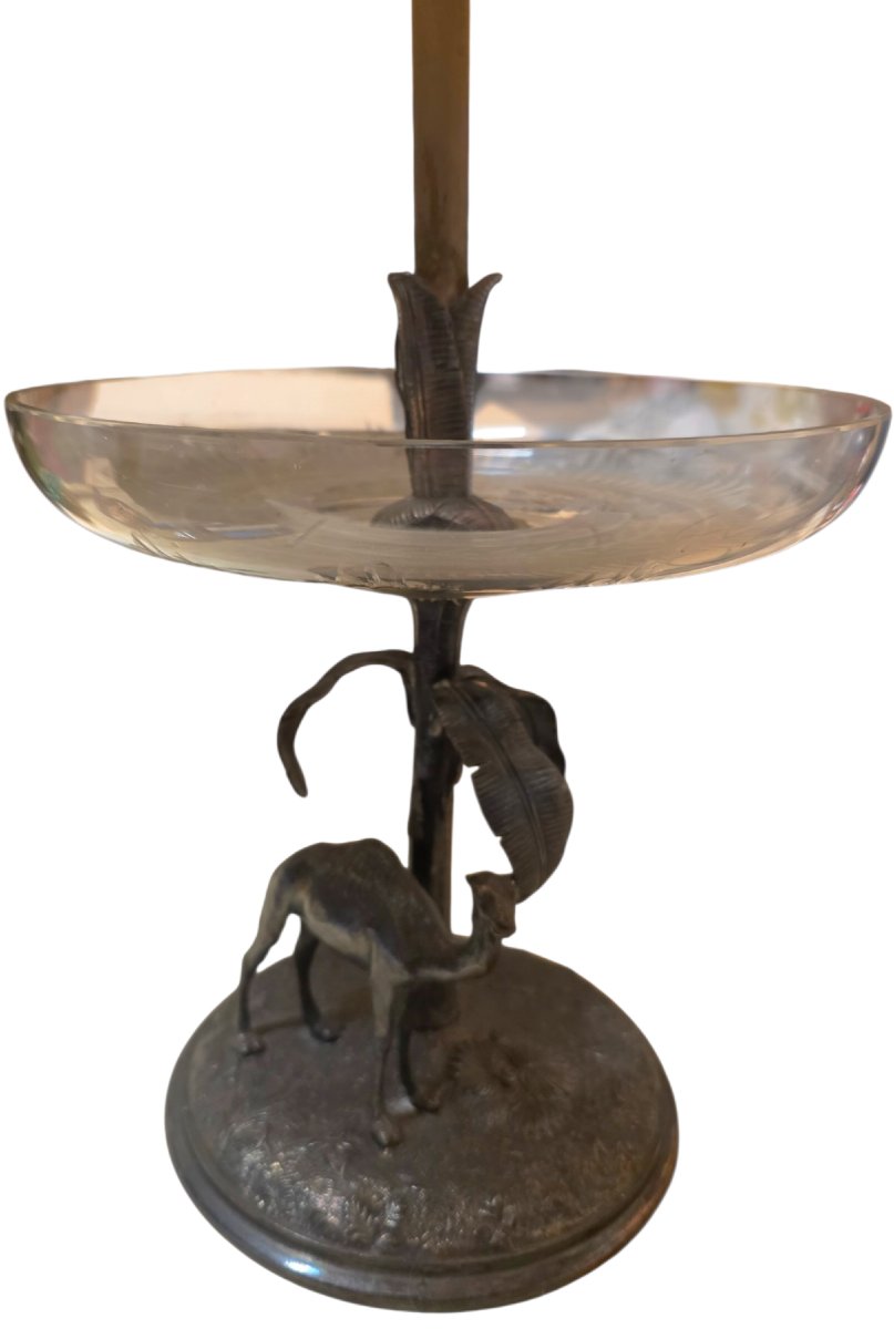  "surtout" Orientalist Table Lamp In Silver-plated Bronze And Cut Crystal, Deykin & Sons, 19th Century -photo-5