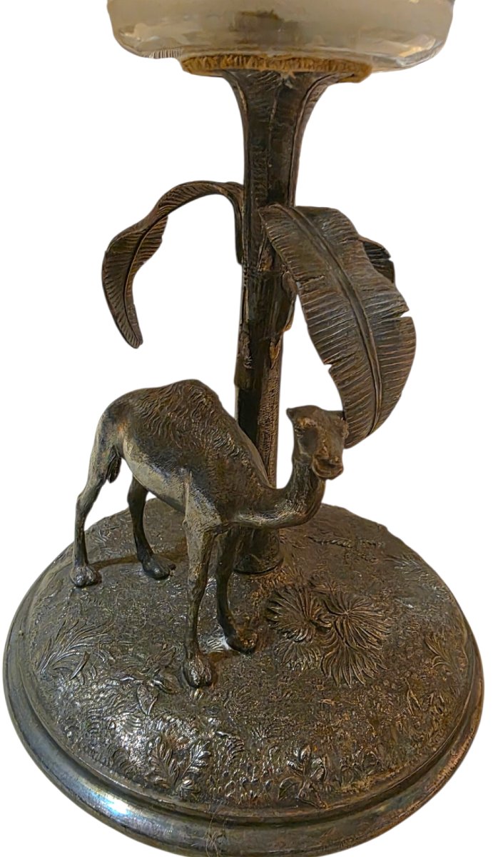  "surtout" Orientalist Table Lamp In Silver-plated Bronze And Cut Crystal, Deykin & Sons, 19th Century -photo-6