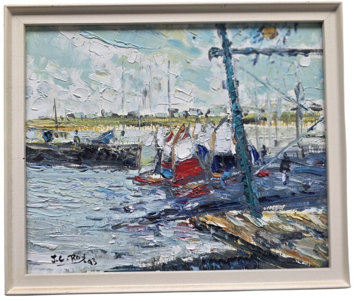  Jean-Claude ROY né en 1948 Club Nautique St René 1993 Huile sur toile marine -photo-2