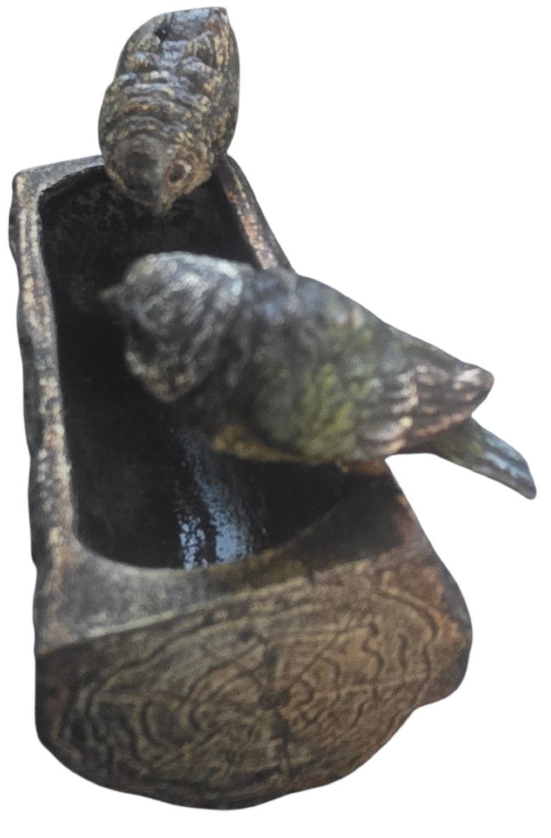 Naturalistic Bronze Birdbath From Vienna, Attributed To Franz Xaver Bergmann-photo-3