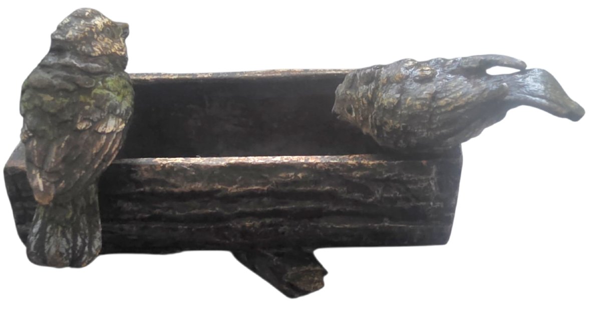 Naturalistic Bronze Birdbath From Vienna, Attributed To Franz Xaver Bergmann-photo-2