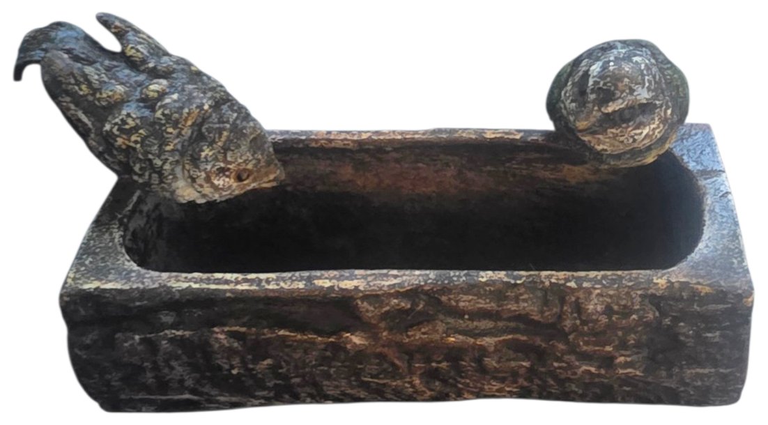 Naturalistic Bronze Birdbath From Vienna, Attributed To Franz Xaver Bergmann