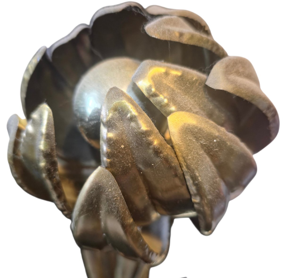  Sculptural Floral Lamp In Gilded Brass With 3 Lights By Maison Jansen, 1970, Hollywood Reg-photo-2