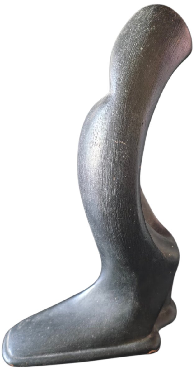  Statuette Vierge Art Déco Moderniste en céramique noire Dans le goût de Paul Jouve -photo-1