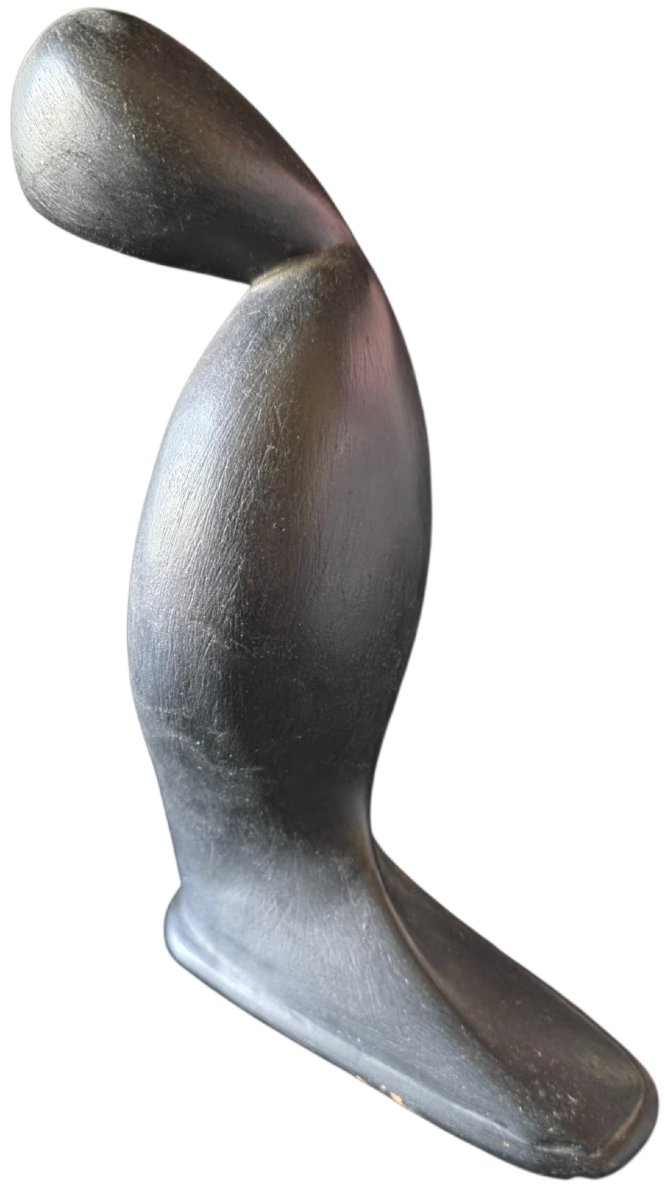  Statuette Vierge Art Déco Moderniste en céramique noire Dans le goût de Paul Jouve -photo-2