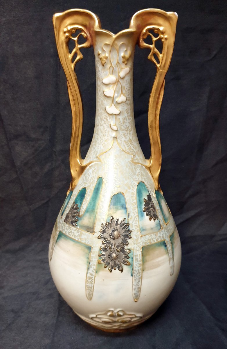 Vase Amphora Riessner Stellmacher Kessel Art Nouveau Austria Circa 1900-photo-2