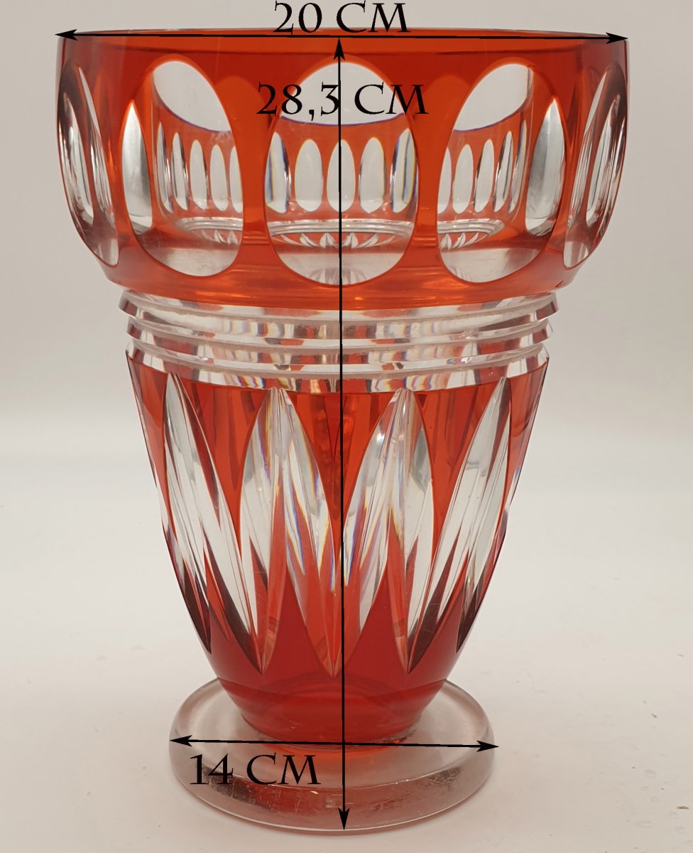 Joseph Simon Val Saint Lambert Crystal Vase Art Deco Period Around 1925.-photo-2