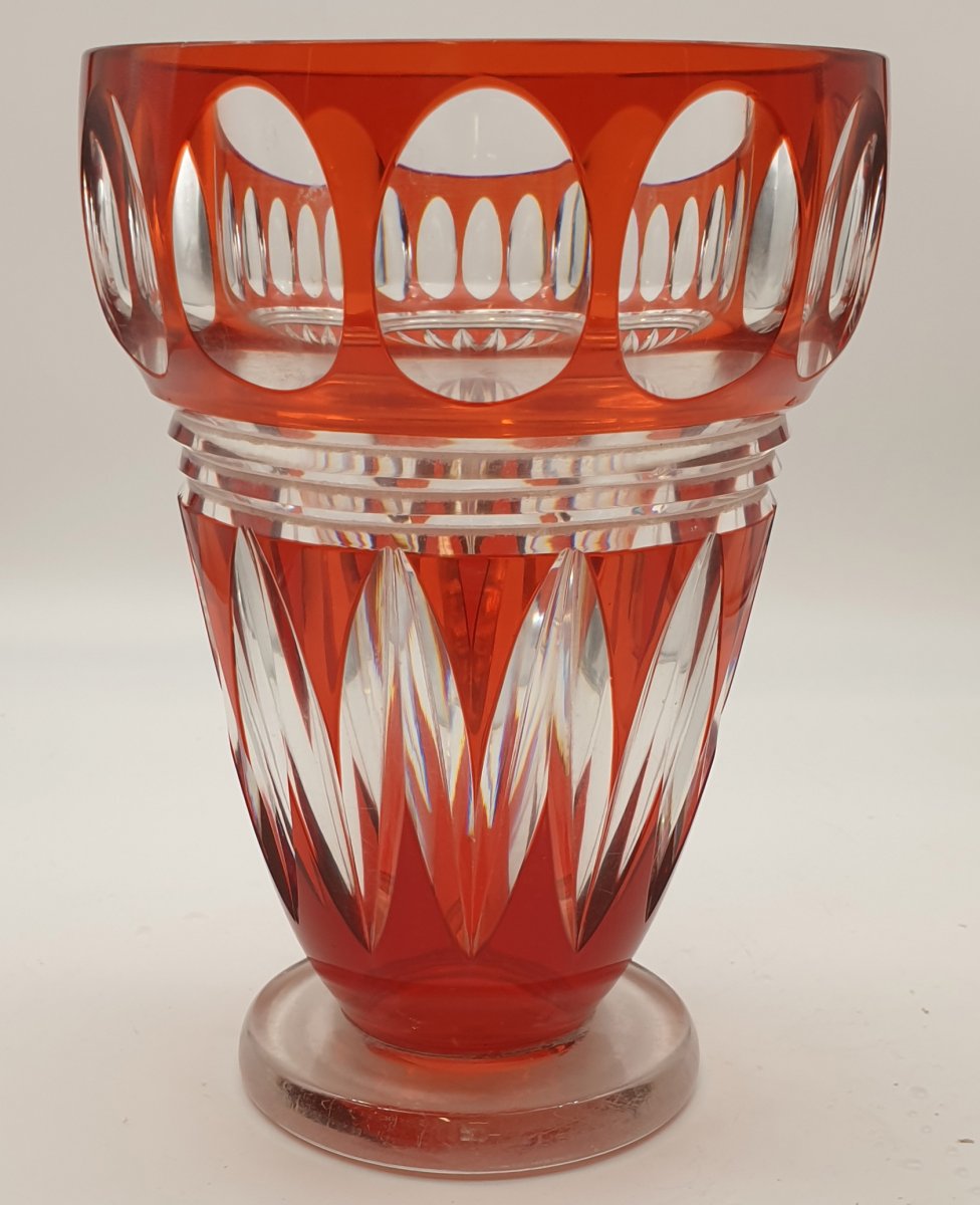 Joseph Simon Val Saint Lambert Crystal Vase Art Deco Period Around 1925.