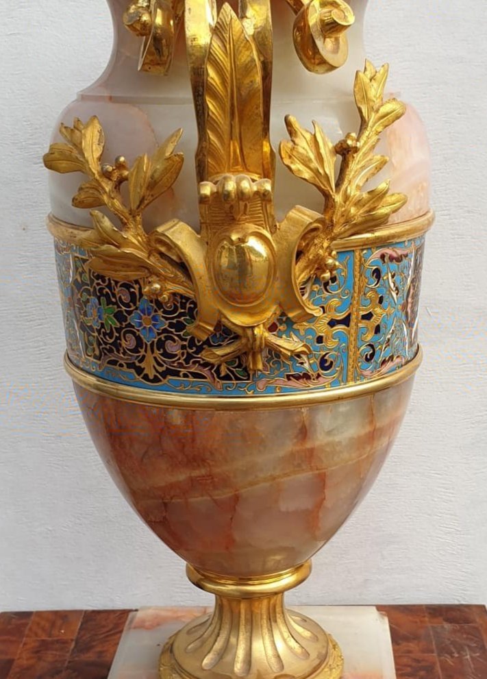 Vase En Onyx d'Algérie Par Eugène Cornu Fin XIXe Siècle-photo-4