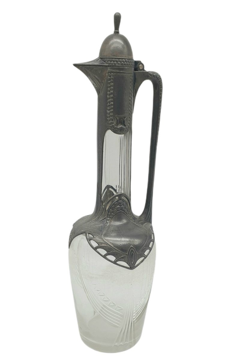 Wmf Grande Aiguiere Cristal TaillÉ Art Nouveau Hauteur 42 Cm  