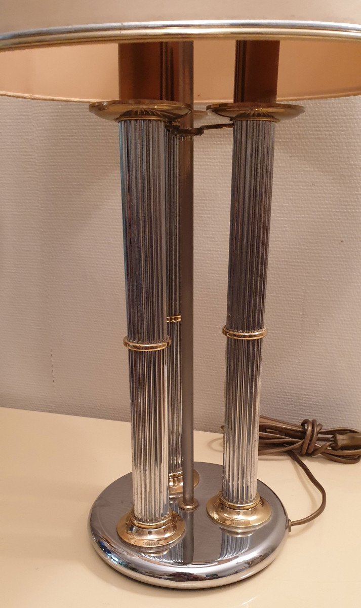 Maison Jensen Pair Of Hot Water Bottle Lamps In Brass And Silver Circa 1970-photo-4