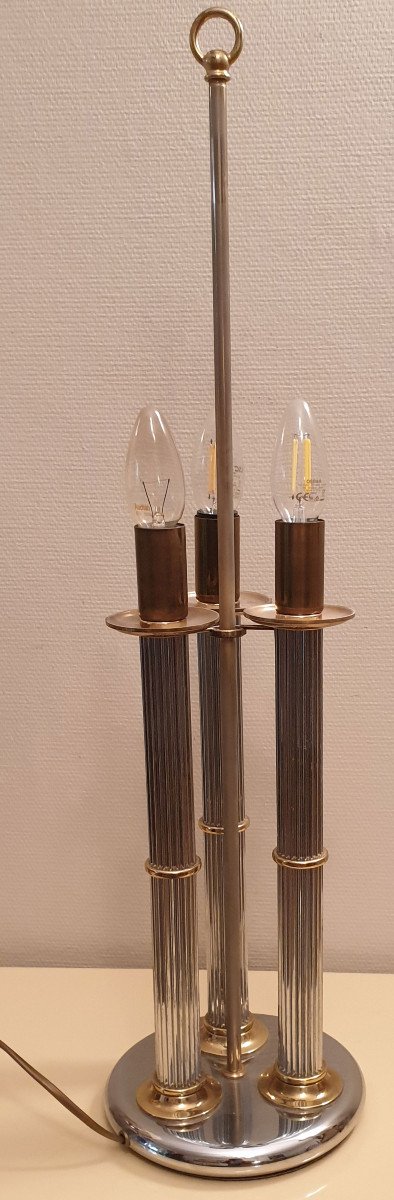 Maison Jensen Pair Of Hot Water Bottle Lamps In Brass And Silver Circa 1970-photo-3