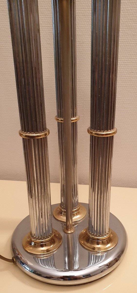 Maison Jensen Pair Of Hot Water Bottle Lamps In Brass And Silver Circa 1970-photo-4