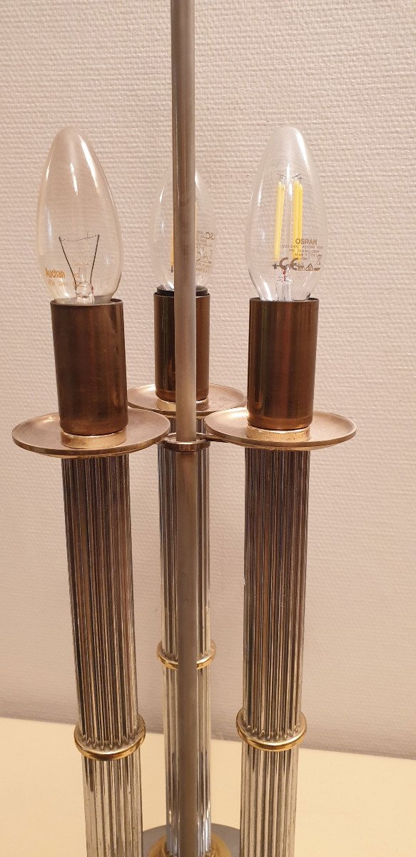 Maison Jensen Pair Of Hot Water Bottle Lamps In Brass And Silver Circa 1970-photo-5