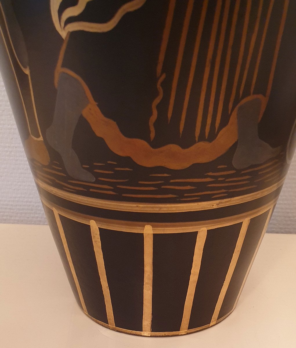 IMMENSE VASE ART DECO FAIENCE DE ONNAING ZENON DUFRASNE CIRCA 1920/1930-photo-5