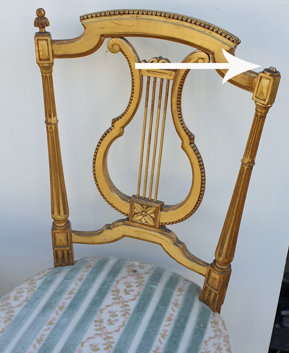 Serie Of 4 Lyre Chairs In Golden Wood Napoleon III Period-photo-3