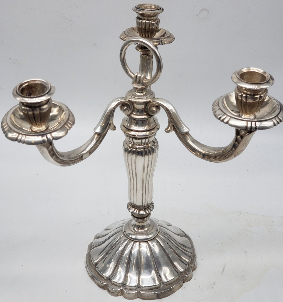 Chrysalia Paris Paire De Candélabres Bronze Argenté Circa 1940 Non Christofle-photo-1