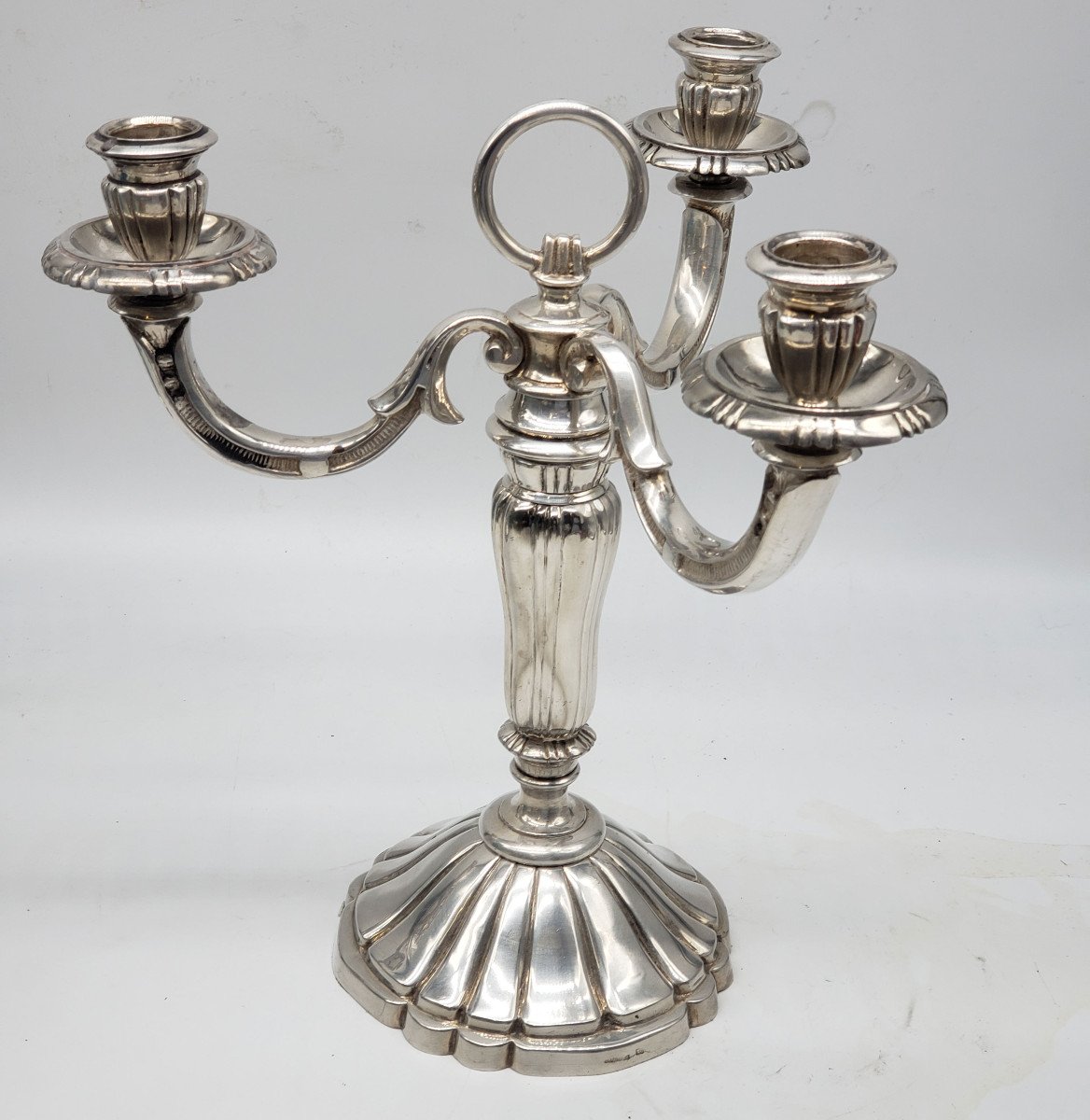 Chrysalia Paris Paire De Candélabres Bronze Argenté Circa 1940 Non Christofle-photo-5