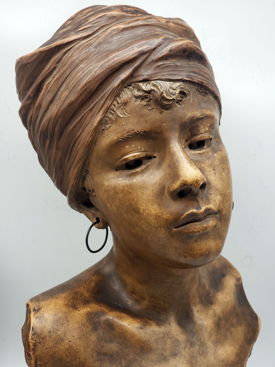 Proantic: Emmanuel Villanis 1858-1914 Bust Young Orientalist Woman Wit