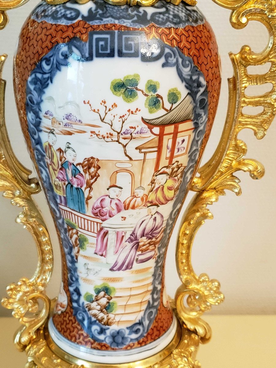 Chinese Porcelain Moderator Oil Lamp And Gilt Bronze Mount-photo-3