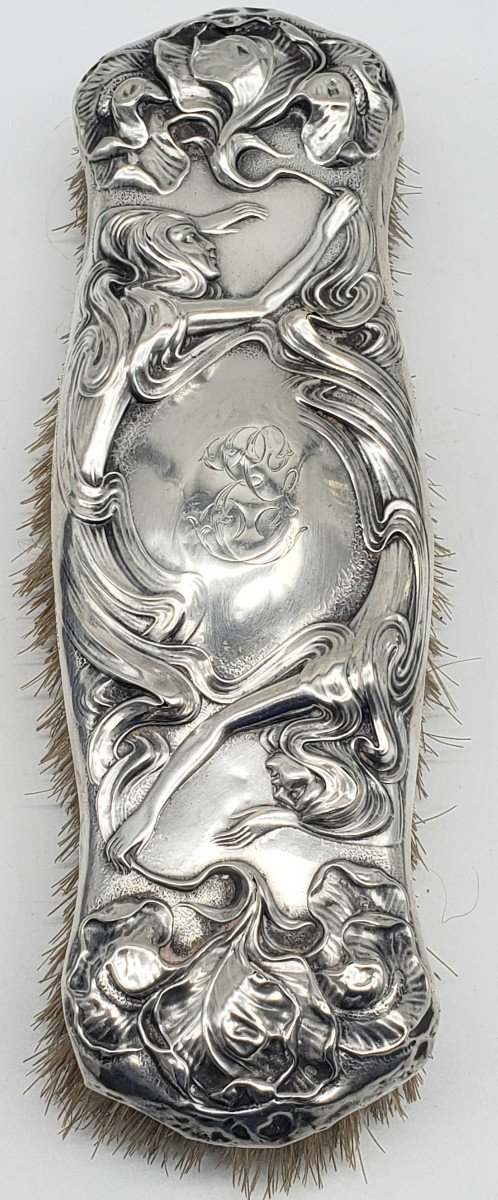 Sterling 925 Fine Argent Massif Nécessaire De Toilette D’époque Art Nouveau 1903-photo-3