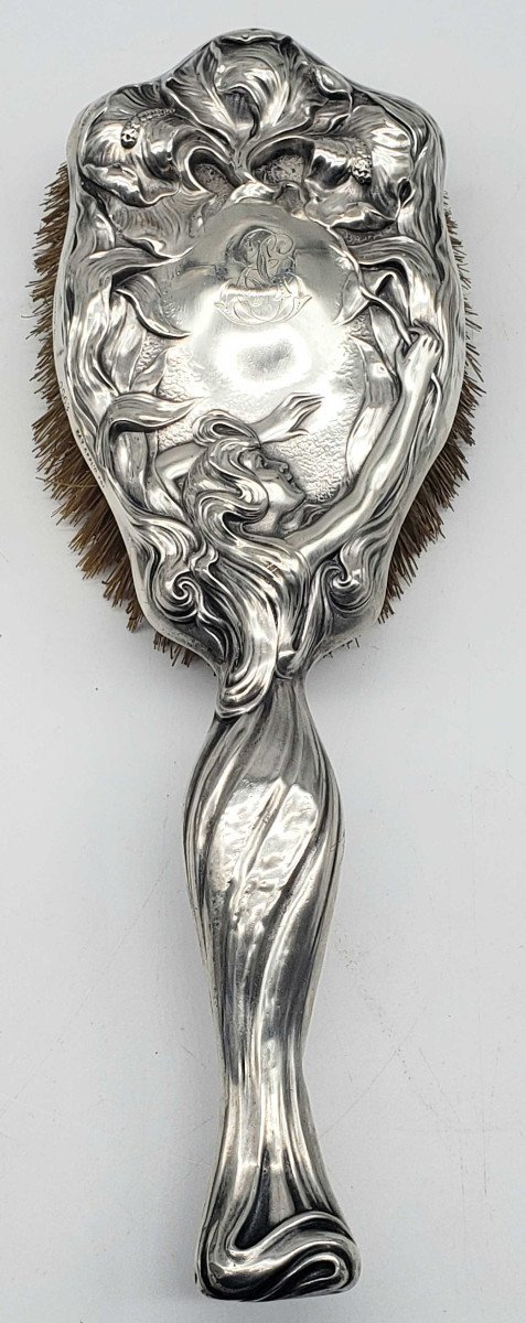 Sterling 925 Fine Argent Massif Nécessaire De Toilette D’époque Art Nouveau 1903-photo-4