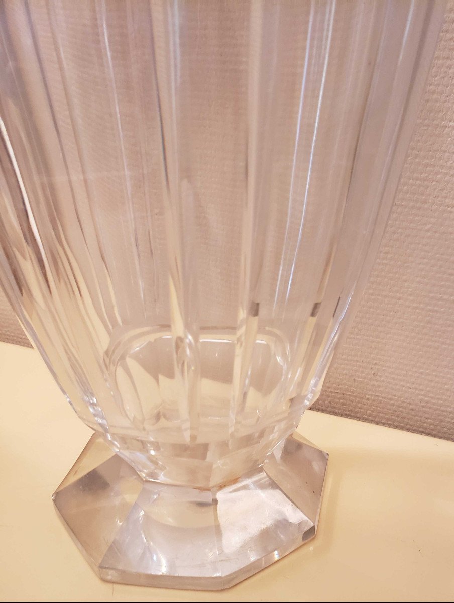 Vase Val Saint Lambert Adp9 Cristal Taillé Création Joseph Simon Critaux Fantaisie 1926 poids 6-photo-3