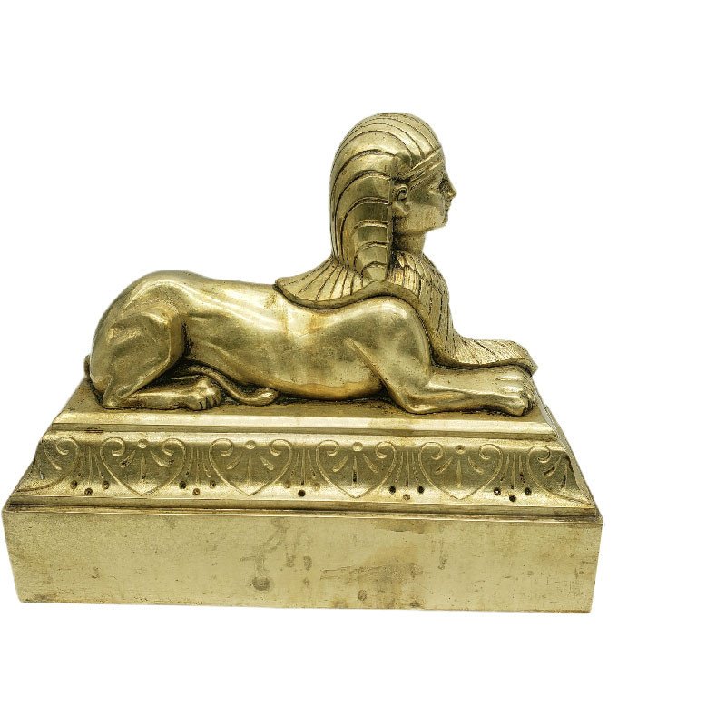 CLAUDE GALLE DANS LE GOUT PAIRE DE CHENETS EMPIRE BRONZE DORÉ AUX SPHINX XIXeme -photo-4