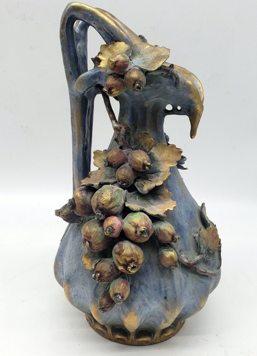 Amphora Edda Ceramique Aux Pavots Circa 1890 Art Nouveau 