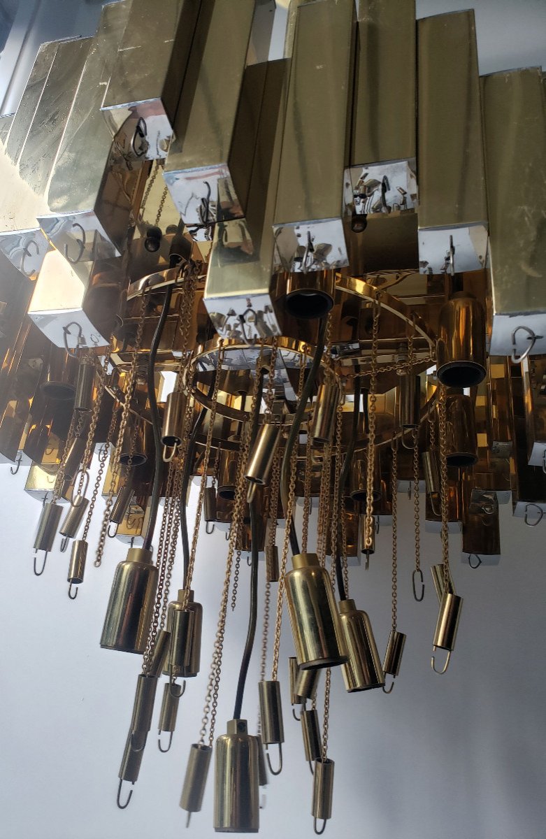 Large Vintage Lumica Chandelier, 1970s-photo-3