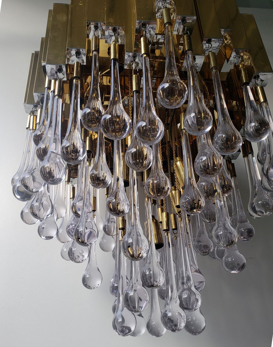 Large Vintage Lumica Chandelier, 1970s-photo-4