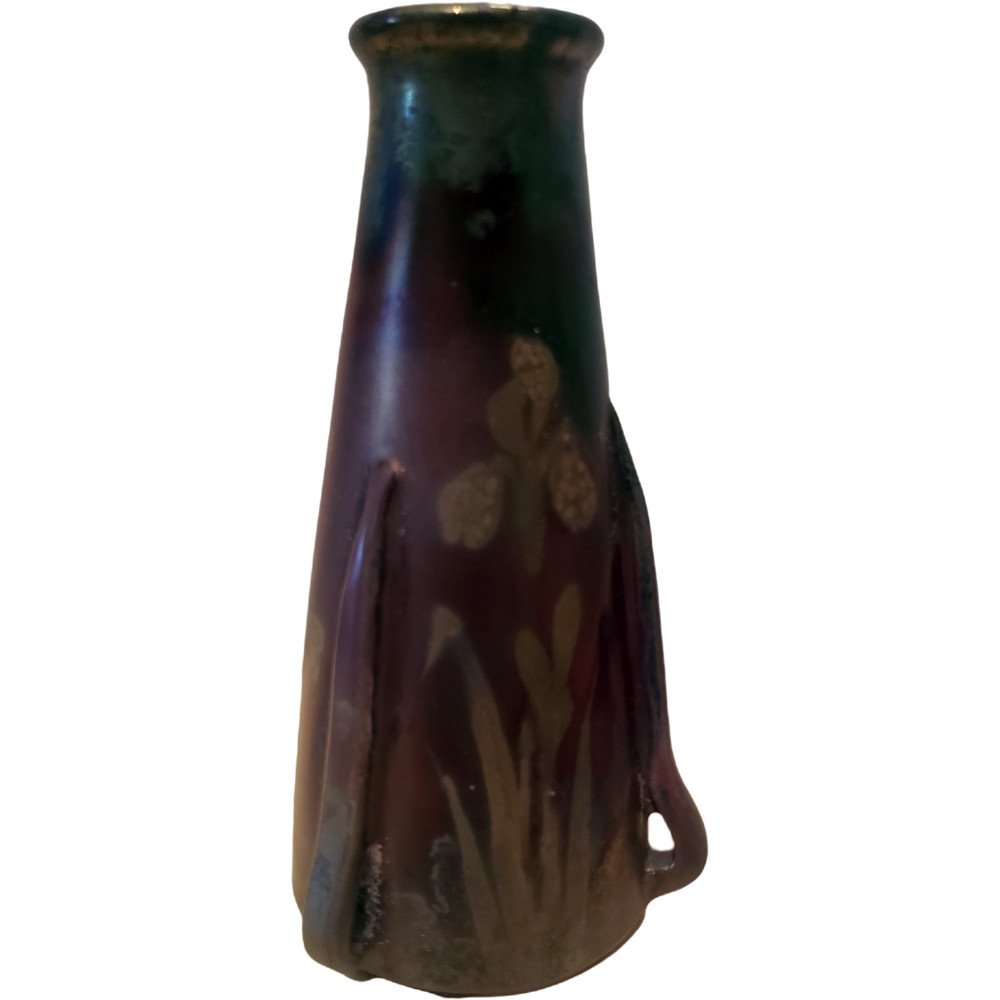 Vase Clement Massier DÉcor Floral IrisÉ Iris Des Marais -photo-4