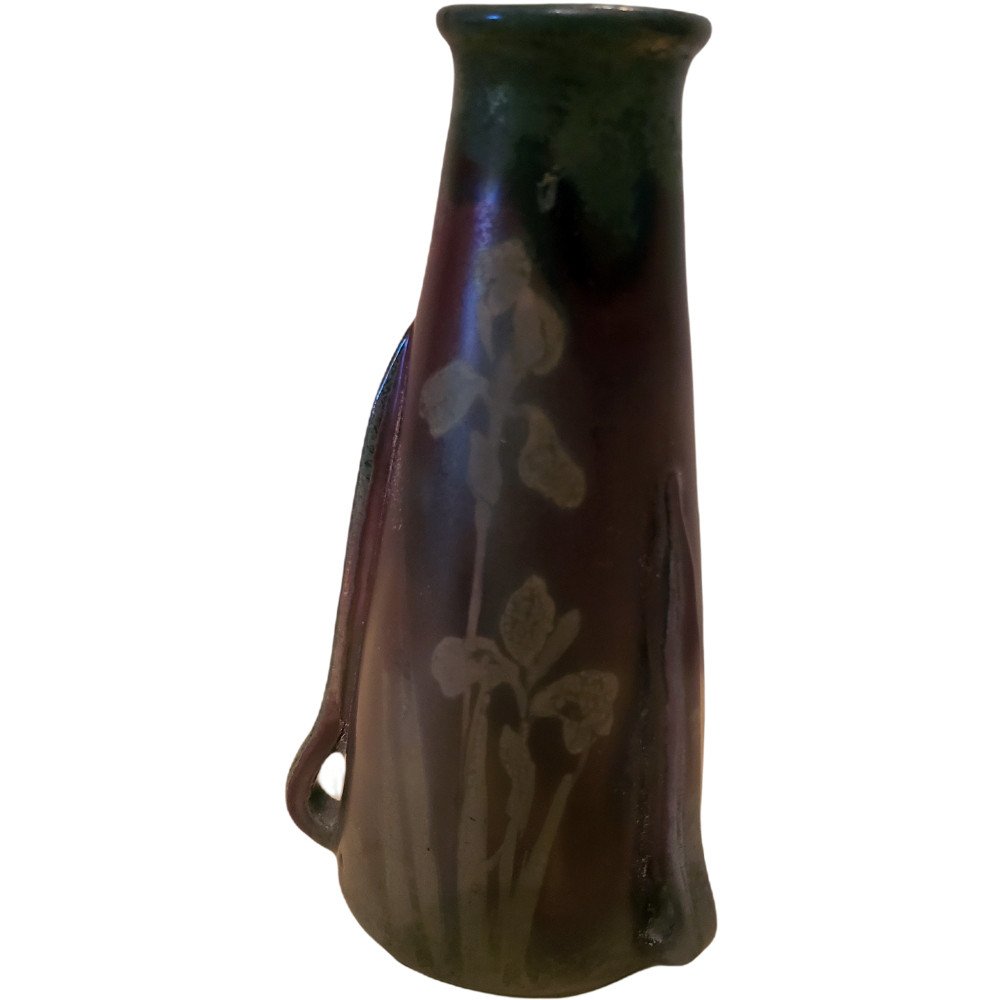 Vase Clement Massier DÉcor Floral IrisÉ Iris Des Marais -photo-3