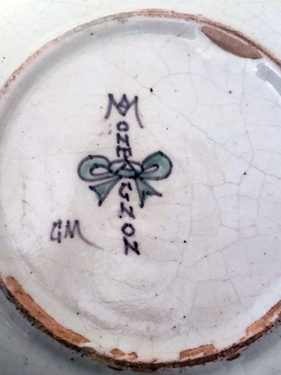 Three Plates In Faience Of Nevers Montagnon Decor With Butterfly-photo-1