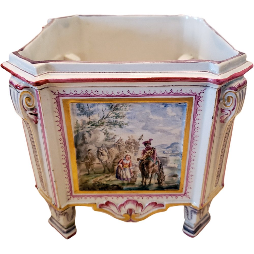 Onion Planter Pique Flowers Bouquetiere Probably Earthenware From Marseille 18th-photo-3