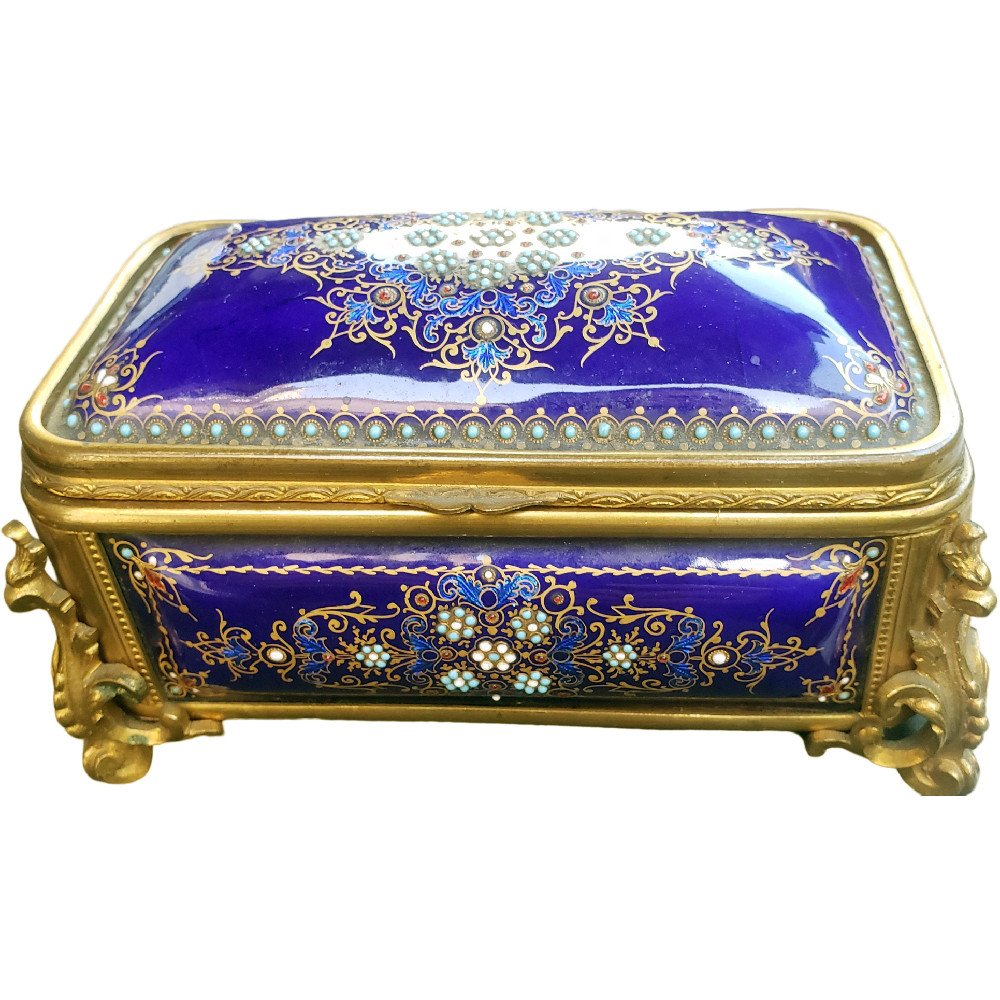 Box In Bressans Enamels Attributed To Tahan Bleu De Sevres-photo-2