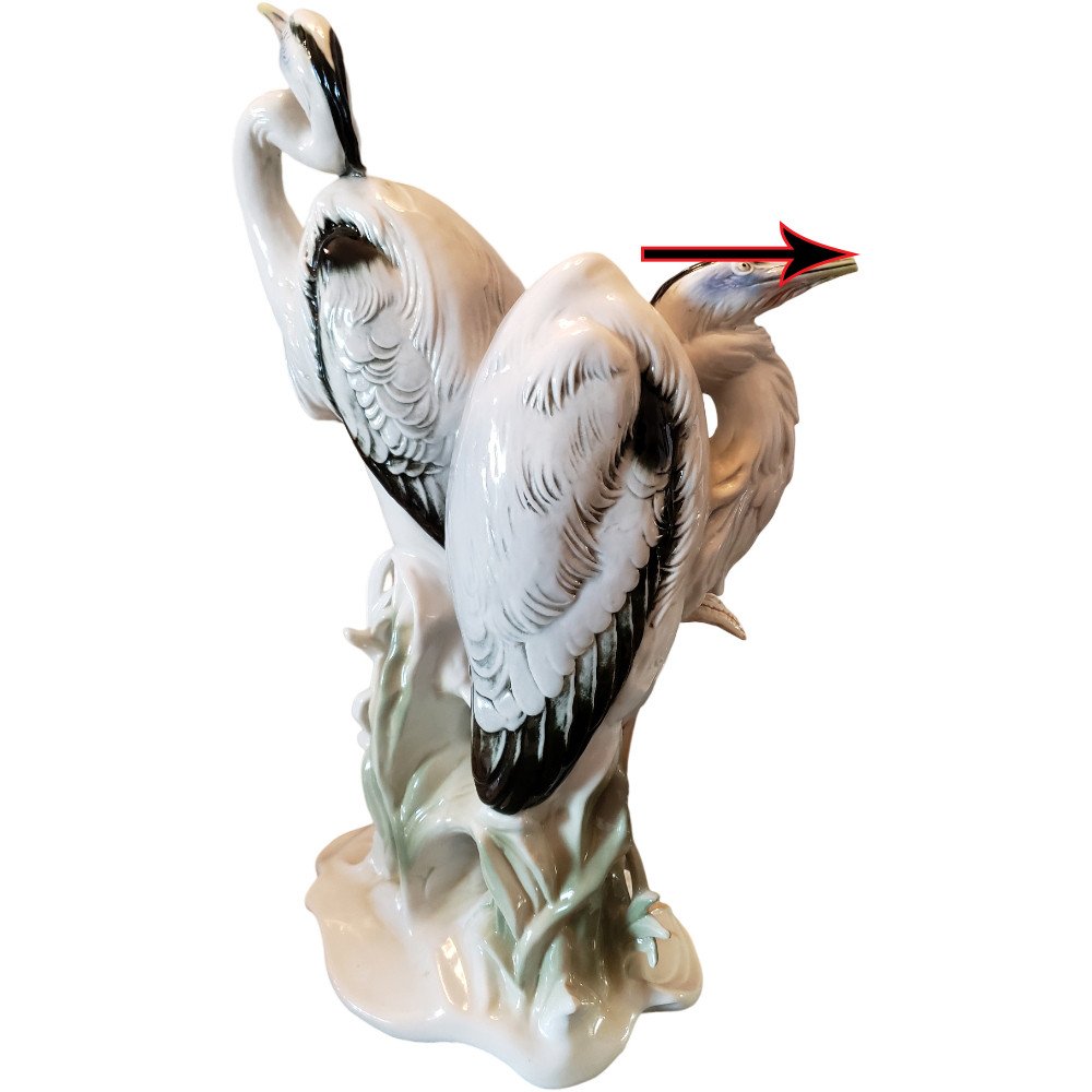 Figurine En Porcelaine De Karl Ens Paire De Hérons Statue Allemande De Deux Grues d'Oiseaux-photo-1