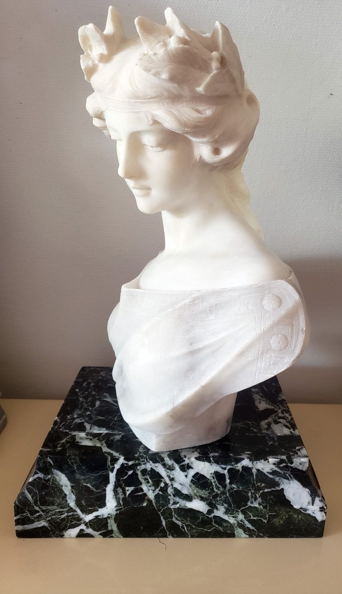 Alffortunato Gori Carrara Marble Bust Young Girl Circa 1890-photo-4