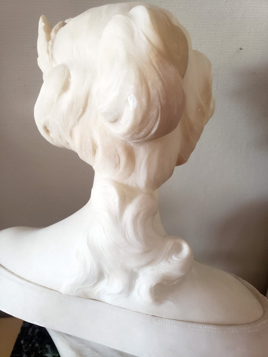 Alffortunato Gori Carrara Marble Bust Young Girl Circa 1890-photo-2