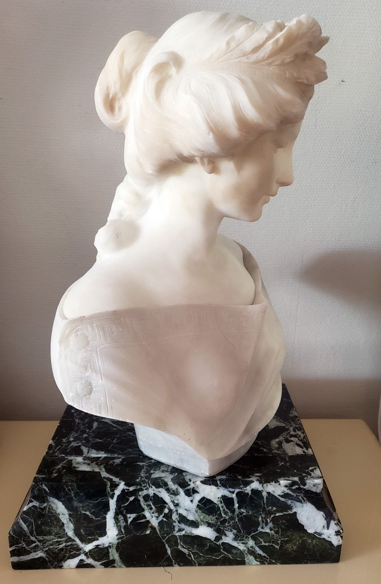 Alffortunato Gori Carrara Marble Bust Young Girl Circa 1890-photo-4