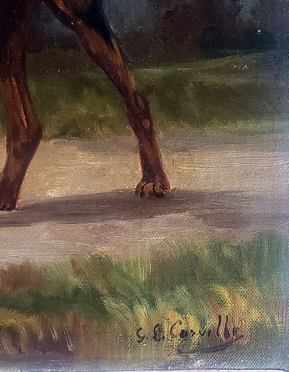 Gaston Carville XIXth Century Hunting Dogs Oil On Canvas-photo-3
